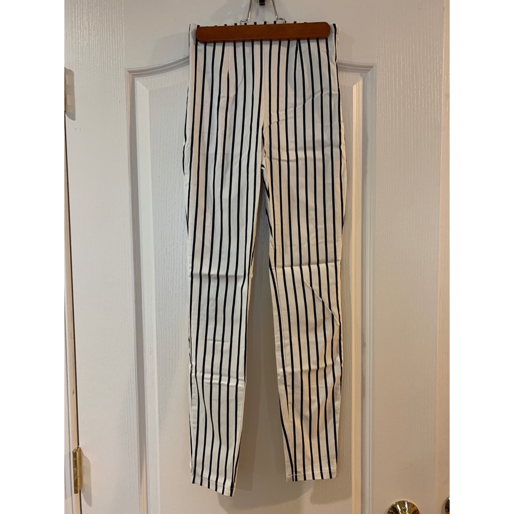 Cropped, High-Rise Striped Pants